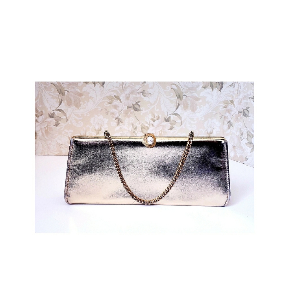 Vintage Metallic Gold Clutch Purse